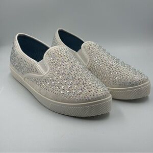 Your Party Shoes White with Rhinestones Slide On Sneakers Size 10